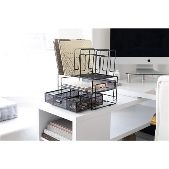Black Workspace Desk organizers and Storage and Accessories Desktop Rack - Picture 6 of 6